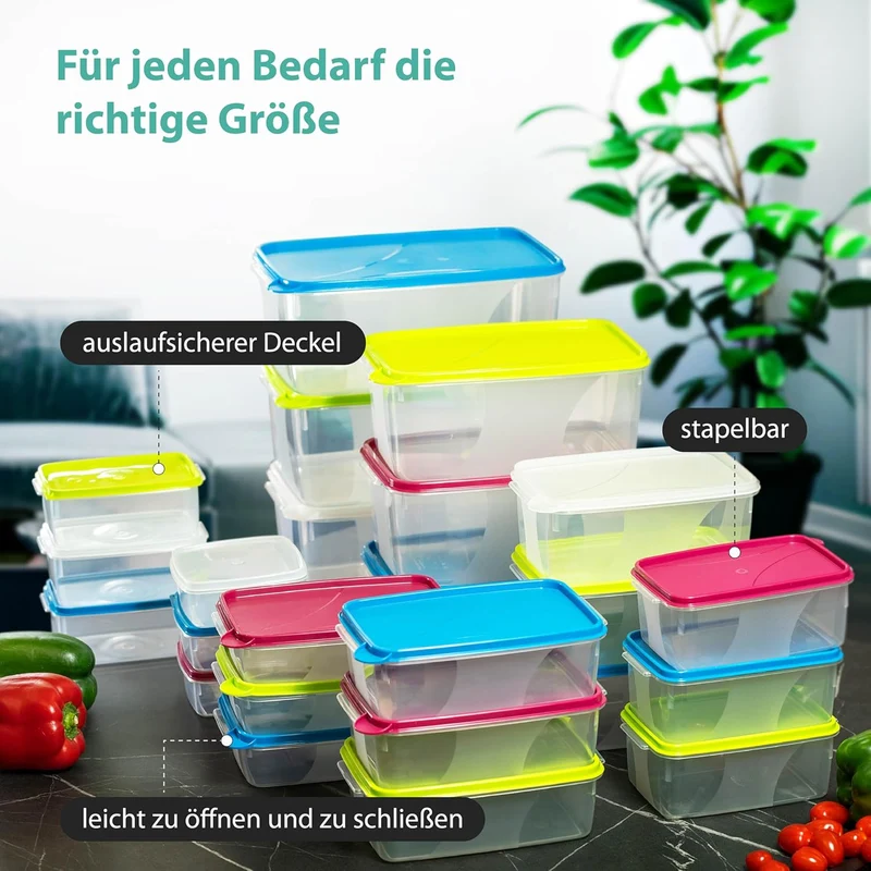 MiraHome Gefrierdosen 6x0,75L rechteckig grün – Vorratsdosen mit Deckel luftdicht – Transparente Fri