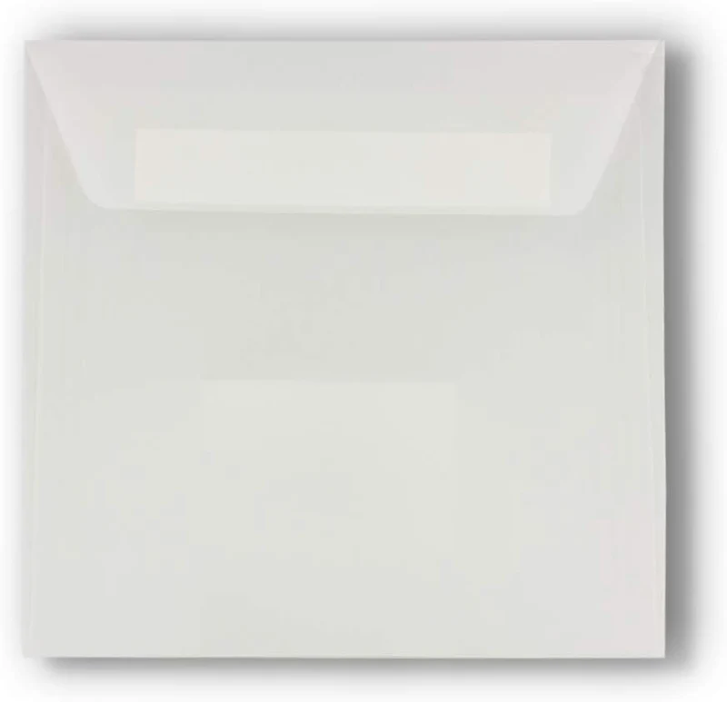 200x Quadratische Brief-Umschläge ohne Fenster in Transparent Weiss - 15,5 x 15,5 cm - Haftklebung -