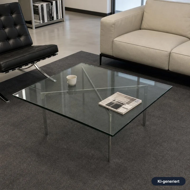 Knoll International Barcelona Couchtisch (neue Glasplatte)