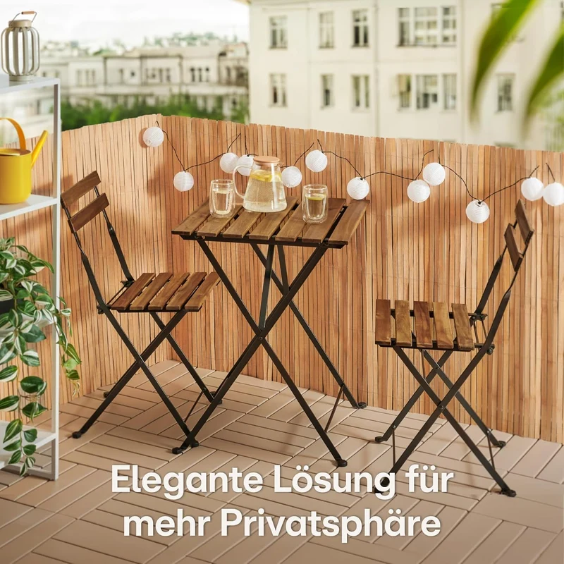 Praknu Balkon Sichtschutz Holz 90 x 300cm - FSC® Zertifizierter Bambus - Einsetzbar Im Innen Und Aus
