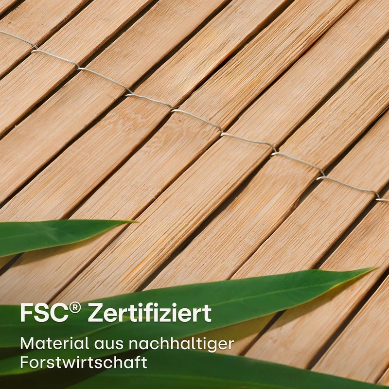Praknu Balkon Sichtschutz Holz 90 x 300cm - FSC® Zertifizierter Bambus - Einsetzbar Im Innen Und Aus