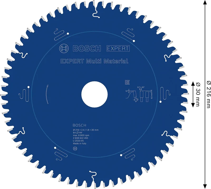 Bosch Professional 1x Kreissägeblatt Expert for Multi Material (für Multimaterial, Sägeblatt Ø 216 x