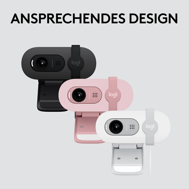 Logitech Brio 100 Full HD-Webcam für Meetings und Streaming, Auto-Lichtausgleich, integriertes Mikro
