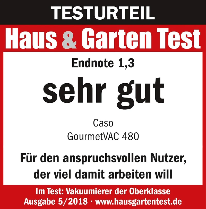 CASO GourmetVAC 480 – Vakuumierer, verlängern Sie die Haltbarkeit Ihrer Lebensmittel, doppelte Schwe