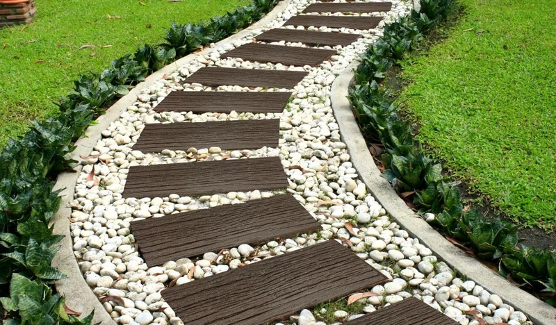 Trittstein 4 Stück, Gartenplatte Bahnschwelle, Gehwegplatte, Beetplatte, Laufplatte aus Gummi, 60 x