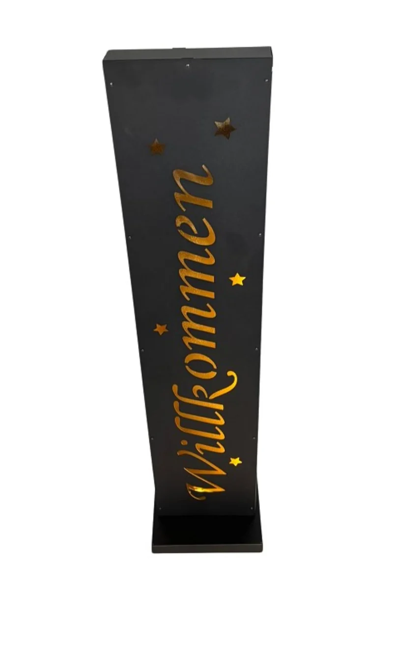 Dekosäule für den Aussen- und Innenbereich, Metallsäule 90 cm hoch, LED Säule mit Timer-Funktion, Ba