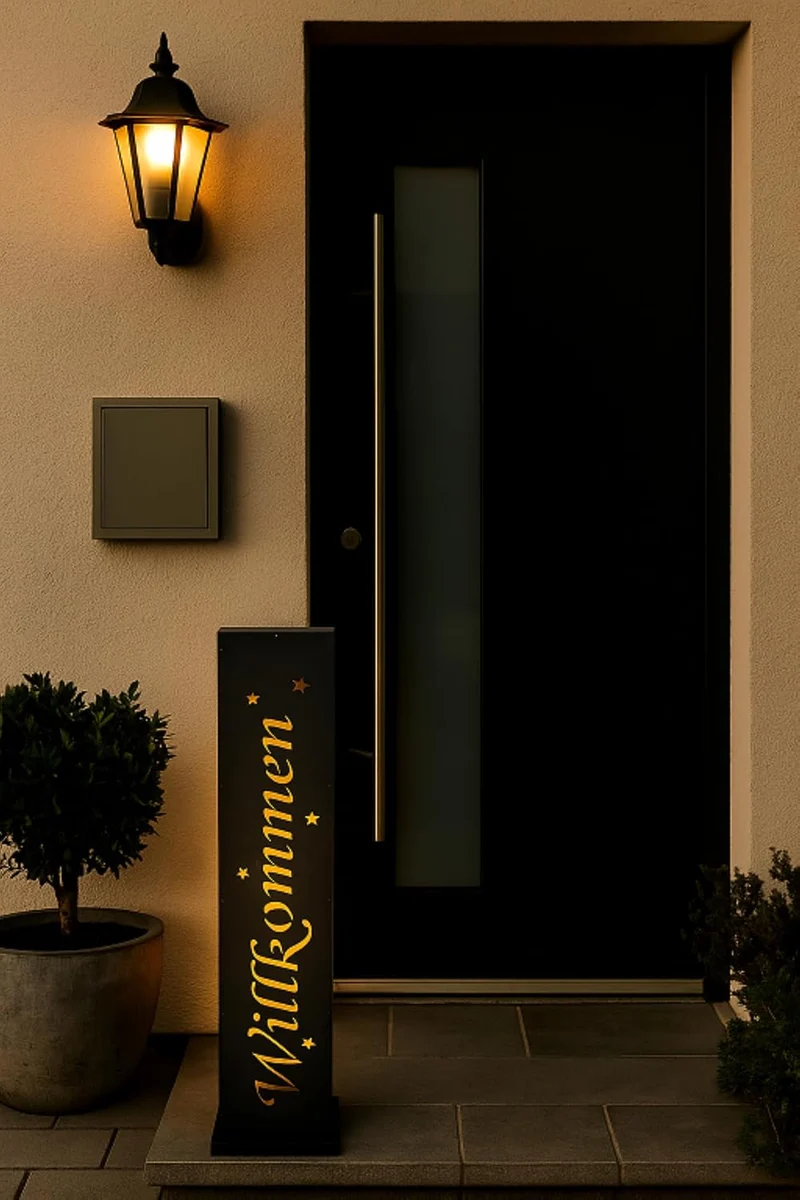 Dekosäule für den Aussen- und Innenbereich, Metallsäule 90 cm hoch, LED Säule mit Timer-Funktion, Ba