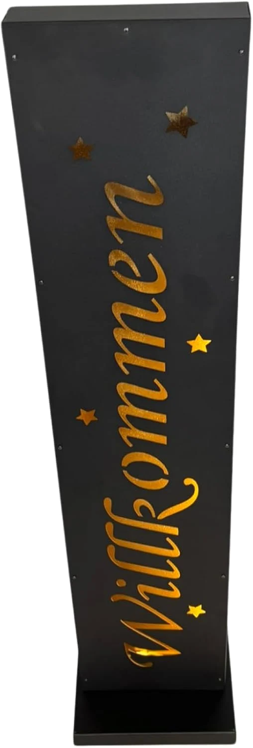 Dekosäule für den Aussen- und Innenbereich, Metallsäule 90 cm hoch, LED Säule mit Timer-Funktion, Ba