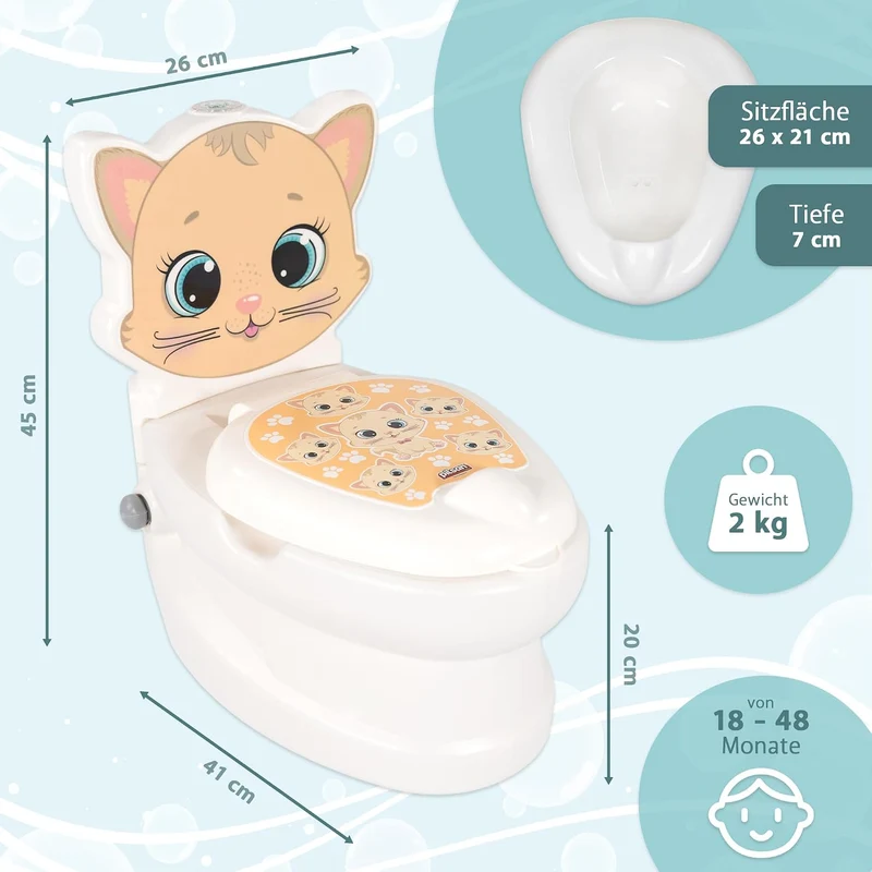 Lemodo Kindertöpfchen Töpfchen Kinder ab 18 Monate Kindertoilette Babytopf mit Spülgeräusch herausne