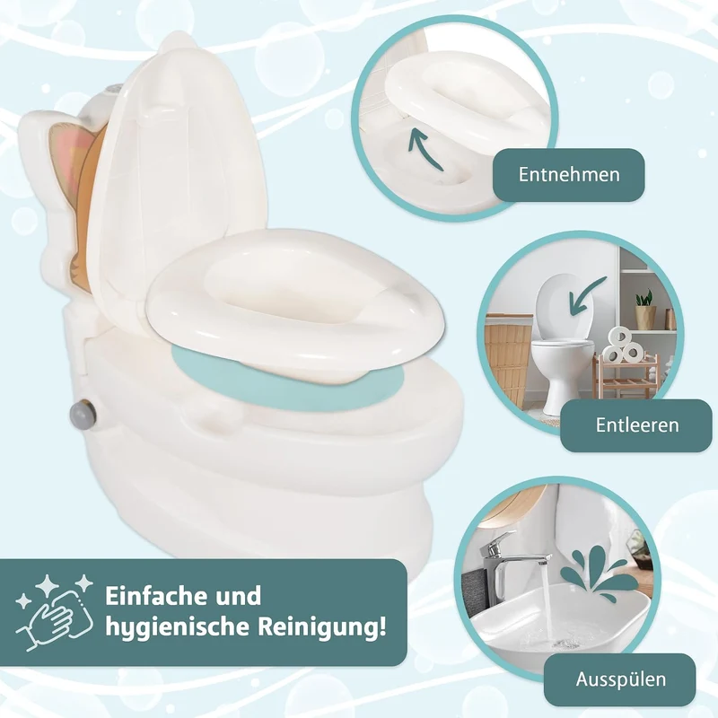 Lemodo Kindertöpfchen Töpfchen Kinder ab 18 Monate Kindertoilette Babytopf mit Spülgeräusch herausne