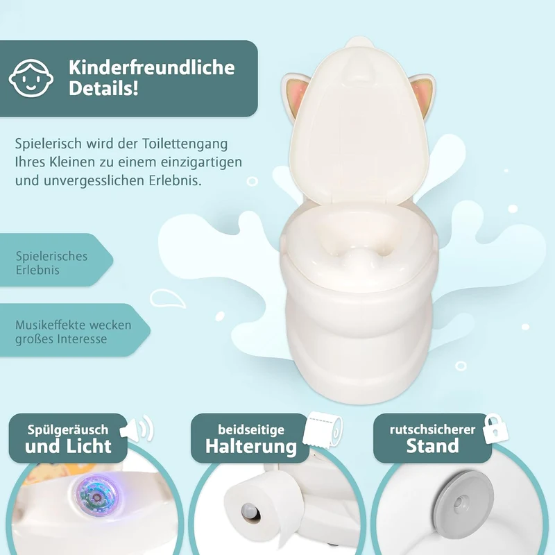 Lemodo Kindertöpfchen Töpfchen Kinder ab 18 Monate Kindertoilette Babytopf mit Spülgeräusch herausne