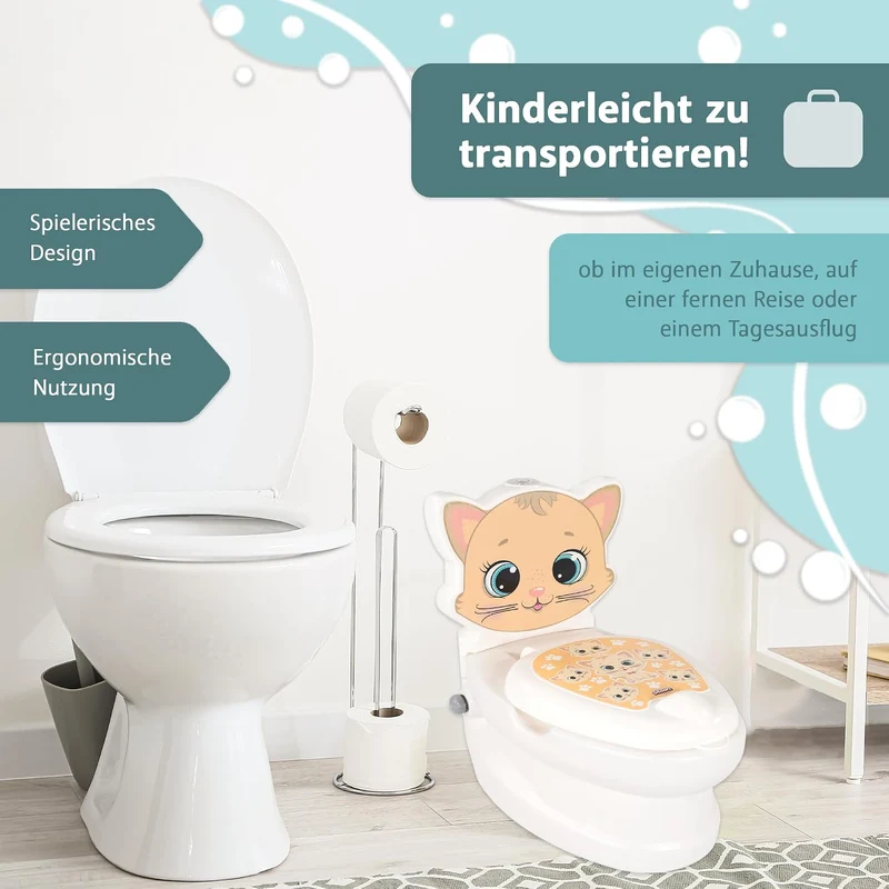 Lemodo Kindertöpfchen Töpfchen Kinder ab 18 Monate Kindertoilette Babytopf mit Spülgeräusch herausne