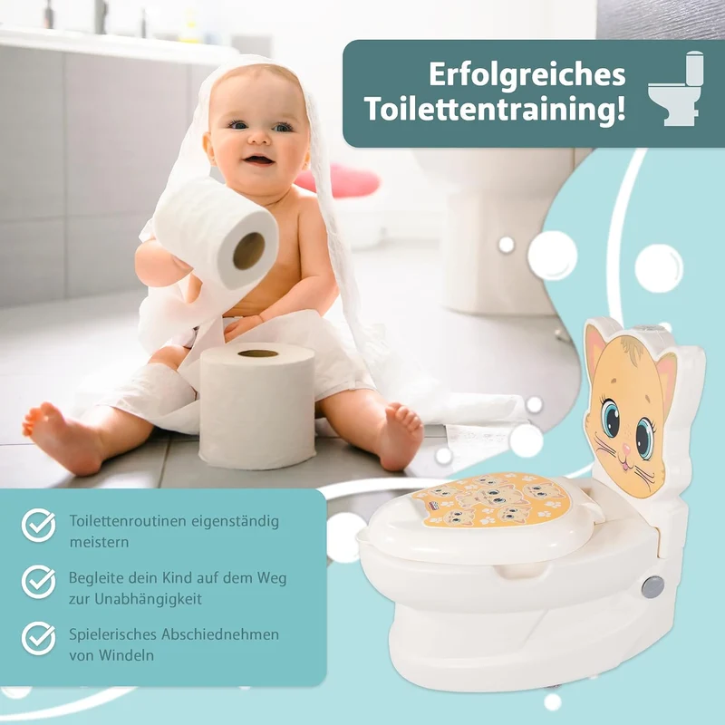 Lemodo Kindertöpfchen Töpfchen Kinder ab 18 Monate Kindertoilette Babytopf mit Spülgeräusch herausne