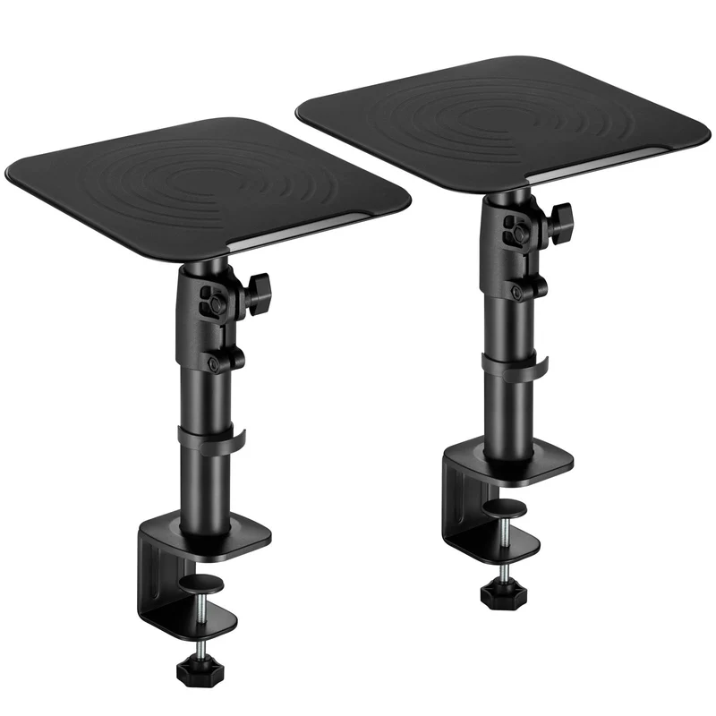 2 x Universal Lautsprecher Tischhalterung – Höhenverstellbar 26–40 cm – Neigbar ±15° – Boxenständer