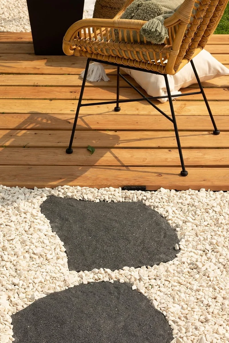 Lemodo Trittstein 2 Stück, Gartenplatte in Steinoptik, Gehwegplatte, Beetplatte, Laufplatte aus Gumm