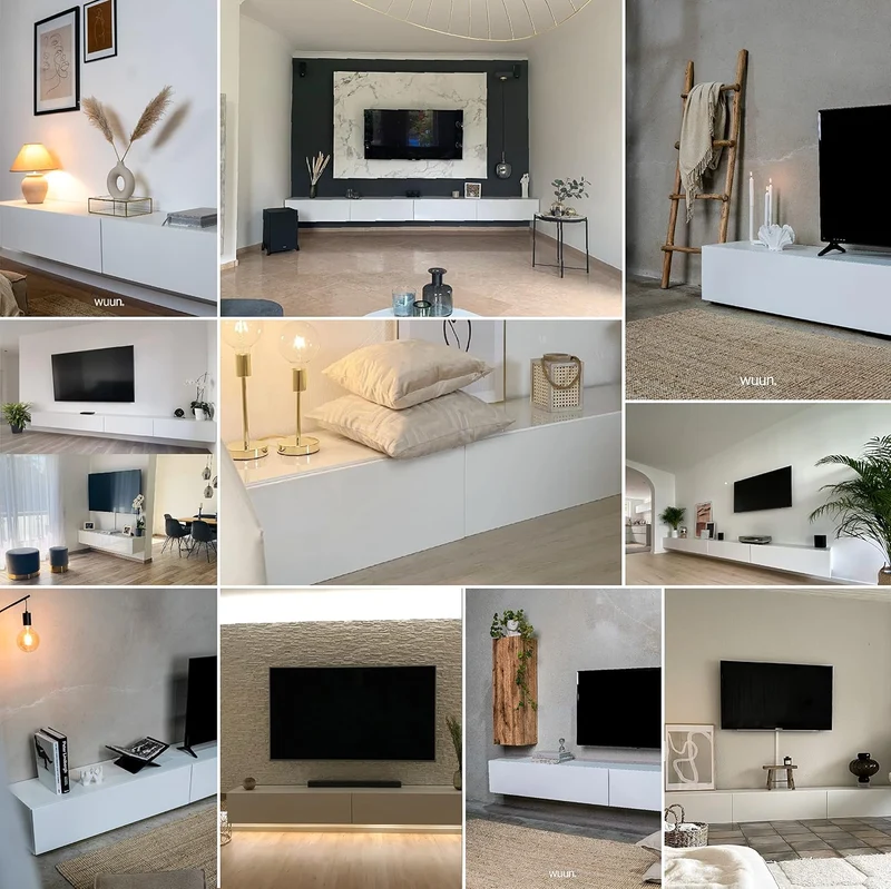 Wuun® TV-Lowboard Somero I 100cm bis 360cm I TV-Schrank & Hängeschrank für Wohnzimmer I Verschiedene