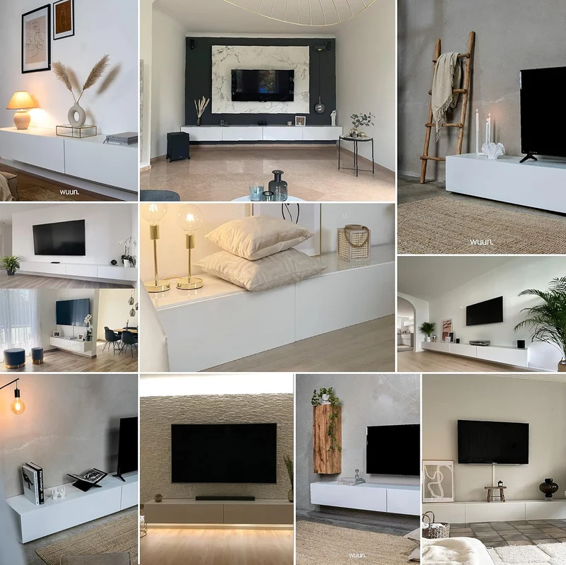 Wuun® TV-Lowboard Somero I 100cm bis 360cm I TV-Schrank & Hängeschrank für Wohnzimmer I Verschiedene