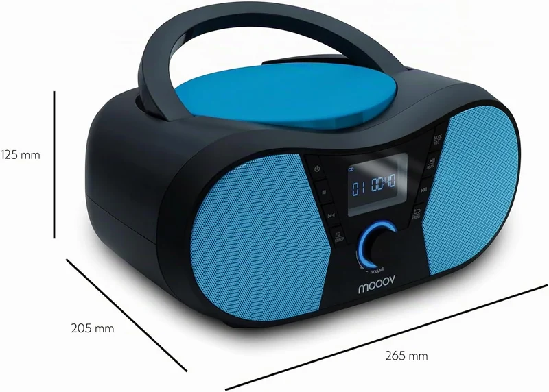 MOOOV 477412 CD-Player Sportman mit UKW-Radio, USB-Port, Sleep- und ID3-Funktionen Blue & Black, Blu
