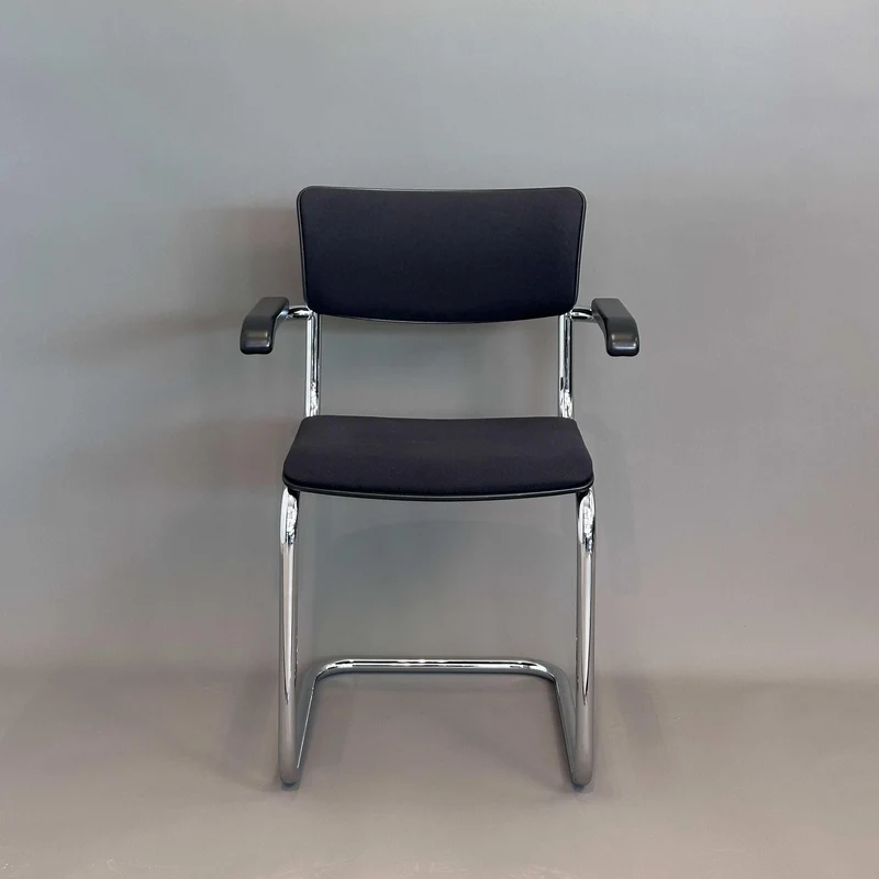 Thonet S 43 PVFST Freischwinger schwarz (gepolstert)