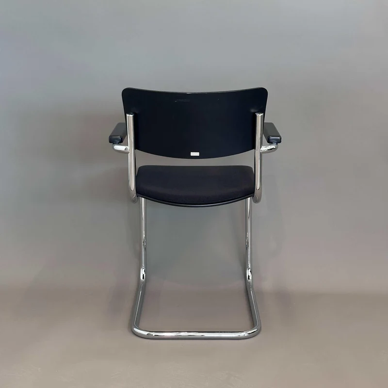 Thonet S 43 PVFST Freischwinger schwarz (gepolstert)