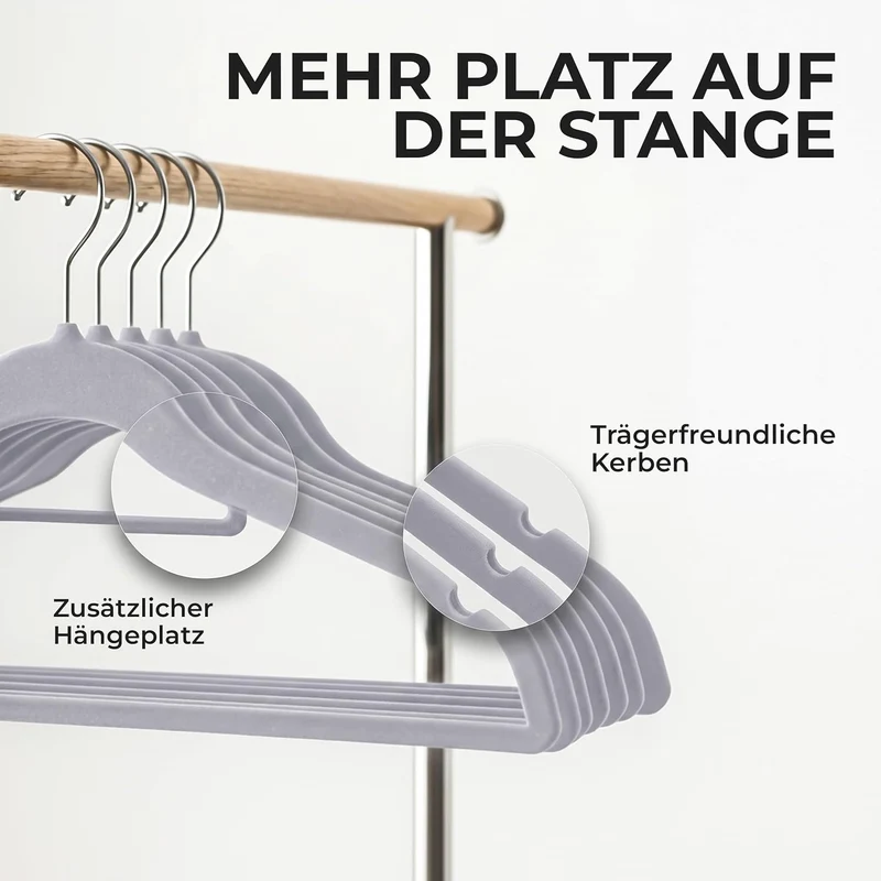 Utopia Home -Premium-Antirutsch-Kleiderbügel aus Samt - rutschfeste und strapazierfähige Kleiderbüge