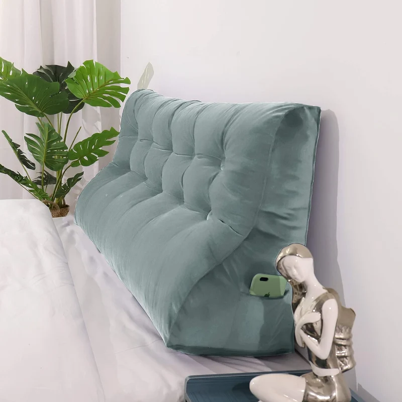 Johnear Rückenkissen Samt ergonomisch für Sofa & Bett (Grau, 160cm) Grau 160cm, Grau 160cm