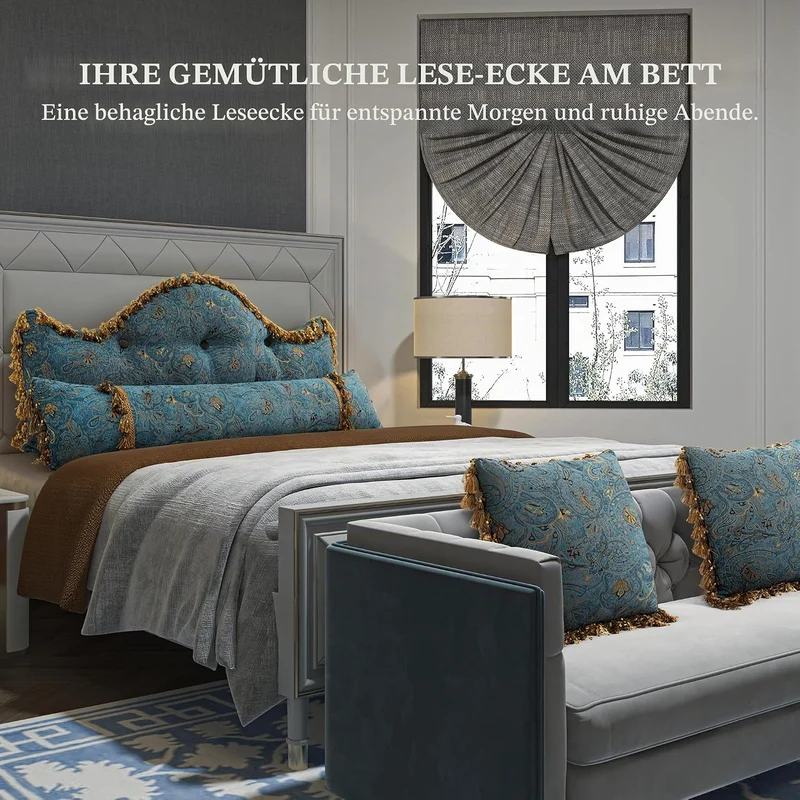 Europäisches Luxus-Kopfteilkissen, Klassisches Vintage-Dekokissen mit gesticktem Blumenmuster, Weich