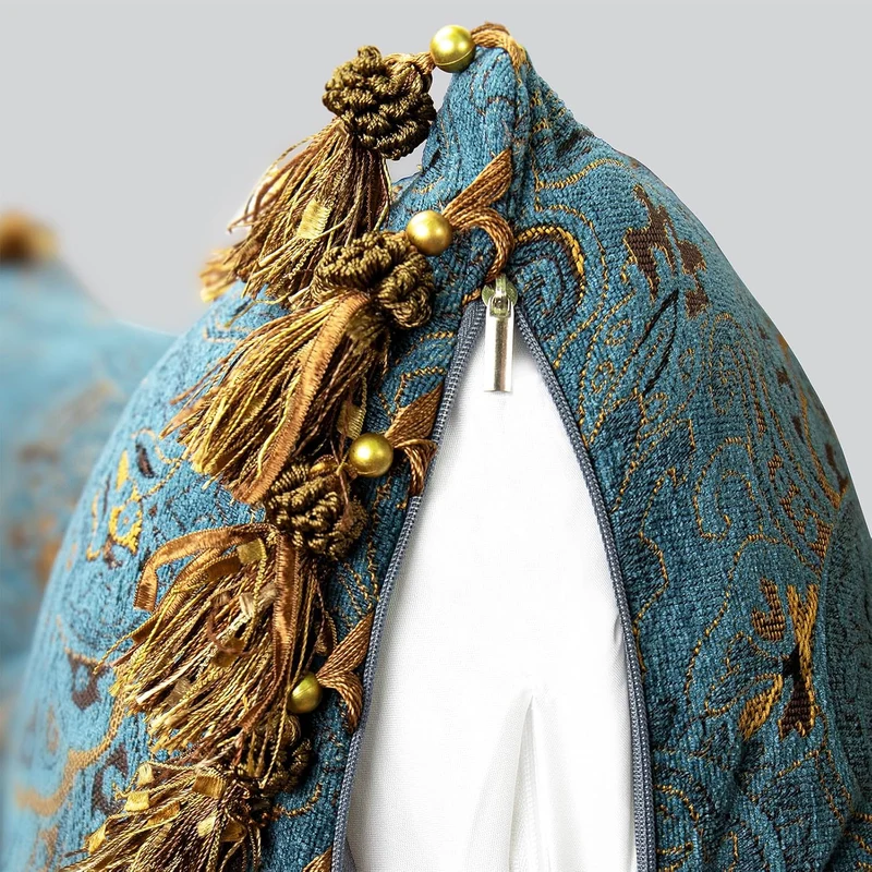 Europäisches Luxus-Kopfteilkissen, Klassisches Vintage-Dekokissen mit gesticktem Blumenmuster, Weich