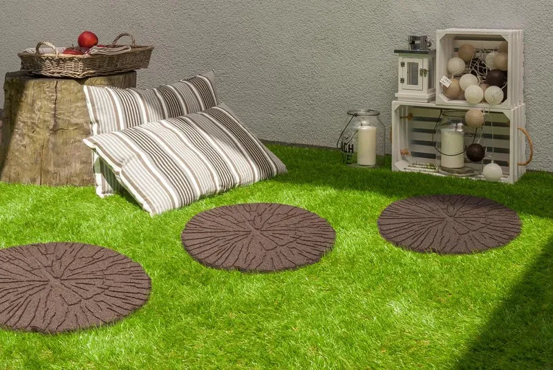 Trittstein, Gartenplatte 4 Stück, Gehwegplatte in Baumstammoptik, Beetplatte, Baumscheibe aus recyce