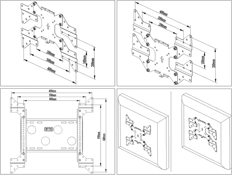 Drall Universal TV Wandhalterung - schwenkbar, neigbar, ausziehbar bis 60 cm - für 15-60 Zoll LED LC