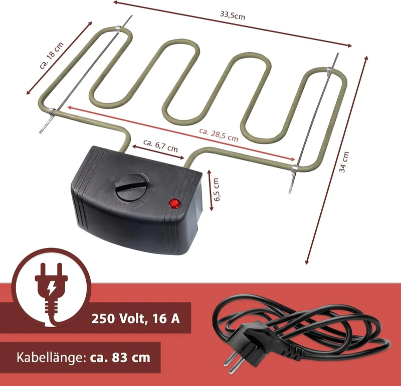 Lemodo Heizspirale für Räucheröfen – 2000 Watt elektrische Heizung mit stufenloser Temperaturregelun