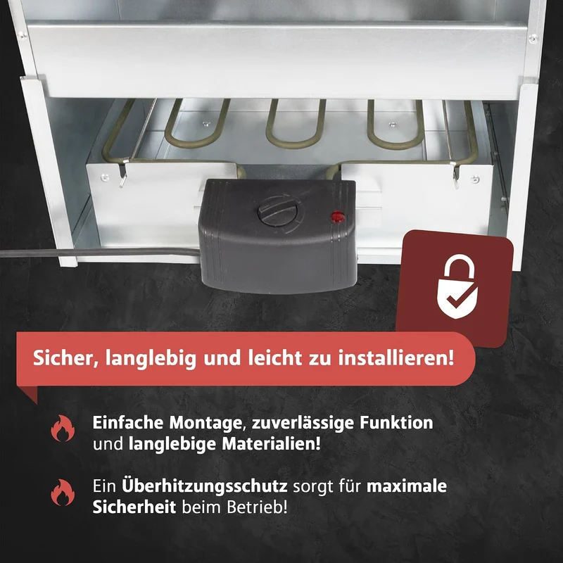 Lemodo Heizspirale für Räucheröfen – 2000 Watt elektrische Heizung mit stufenloser Temperaturregelun