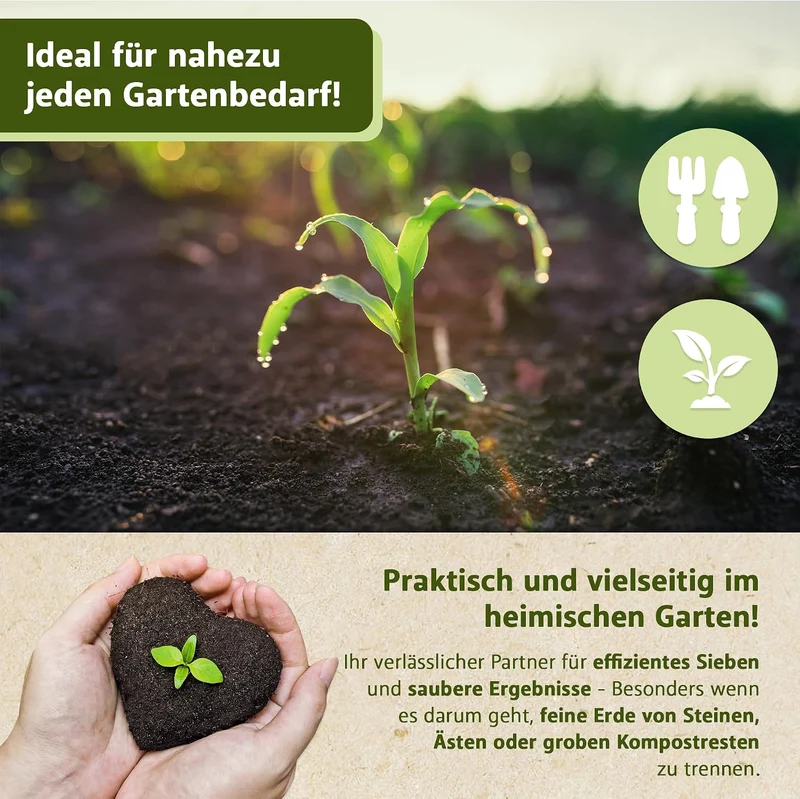 Lemodo Durchwurfsieb 100x60 cm, Gitter mit Maschenweite 40x25 mm verzinkt, stabiles Gartensieb wette