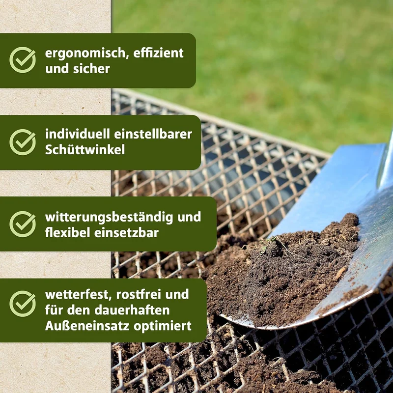 Lemodo Durchwurfsieb 100x60 cm, Gitter mit Maschenweite 40x25 mm verzinkt, stabiles Gartensieb wette