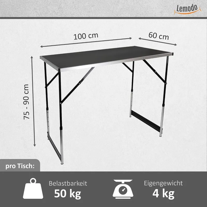 Lemodo Tapeziertisch 3-teilig klappbar – höhenverstellbarer Multifunktionstisch Aluminium mit verstä