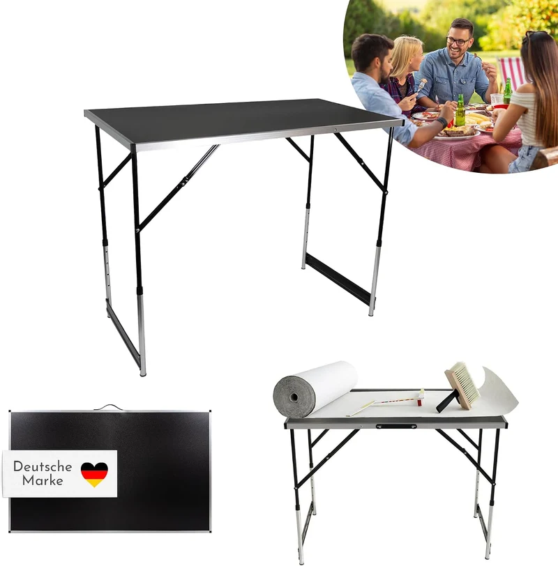 Lemodo Tapeziertisch 3-teilig klappbar – höhenverstellbarer Multifunktionstisch Aluminium mit verstä