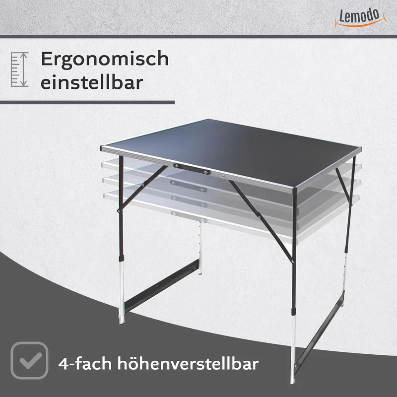 Lemodo Tapeziertisch 3-teilig klappbar – höhenverstellbarer Multifunktionstisch Aluminium mit verstä