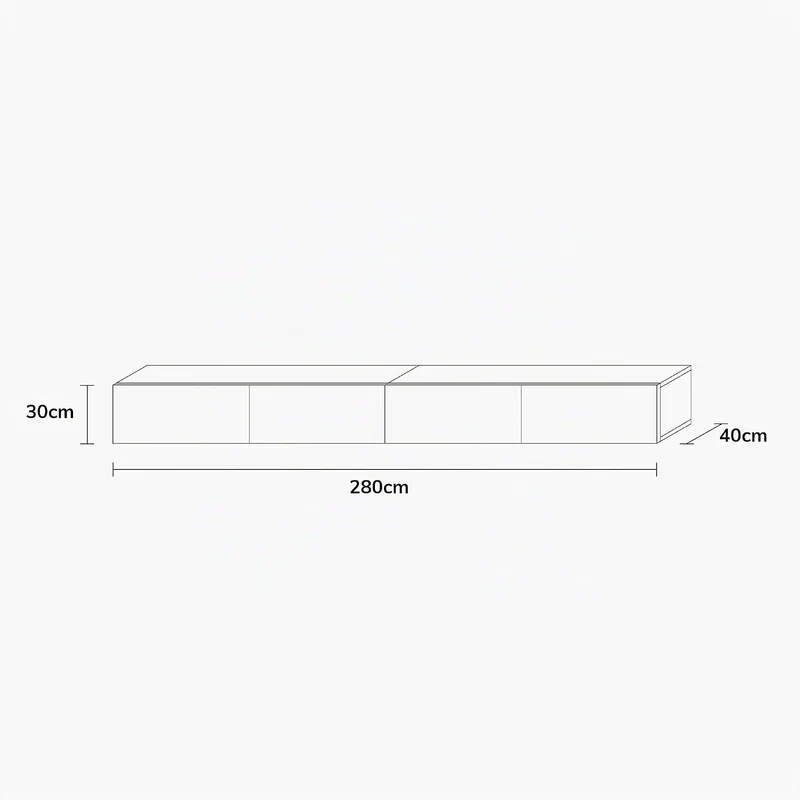Wuun® TV-Lowboard Somero I 100cm bis 360cm I TV-Schrank & Hängeschrank für Wohnzimmer I Verschiedene