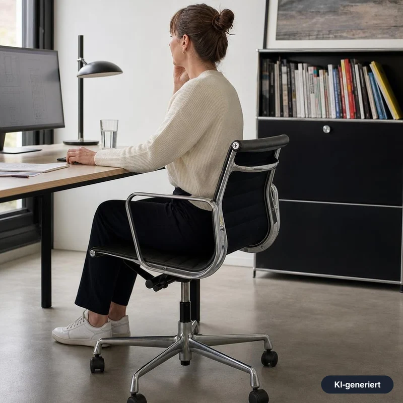 Vitra EA 117 Leder schwarz Alu