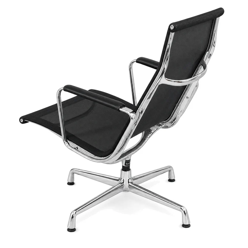Vitra EA 116 Netz schwarz Chrom mit Lederarmlehnen