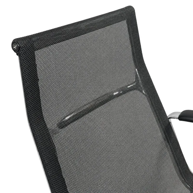 Vitra EA 116 Netz schwarz Chrom mit Lederarmlehnen