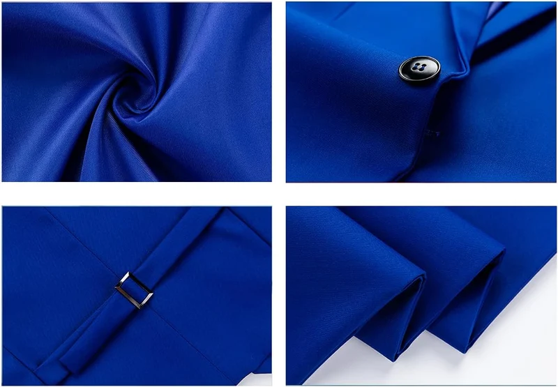 KUDORO Herren Anzüge 3-teilig Slim Fit Eine Knöpfe Sakko Weste Hose 3XL Blaues Juwel1, 3XL Blaues Ju