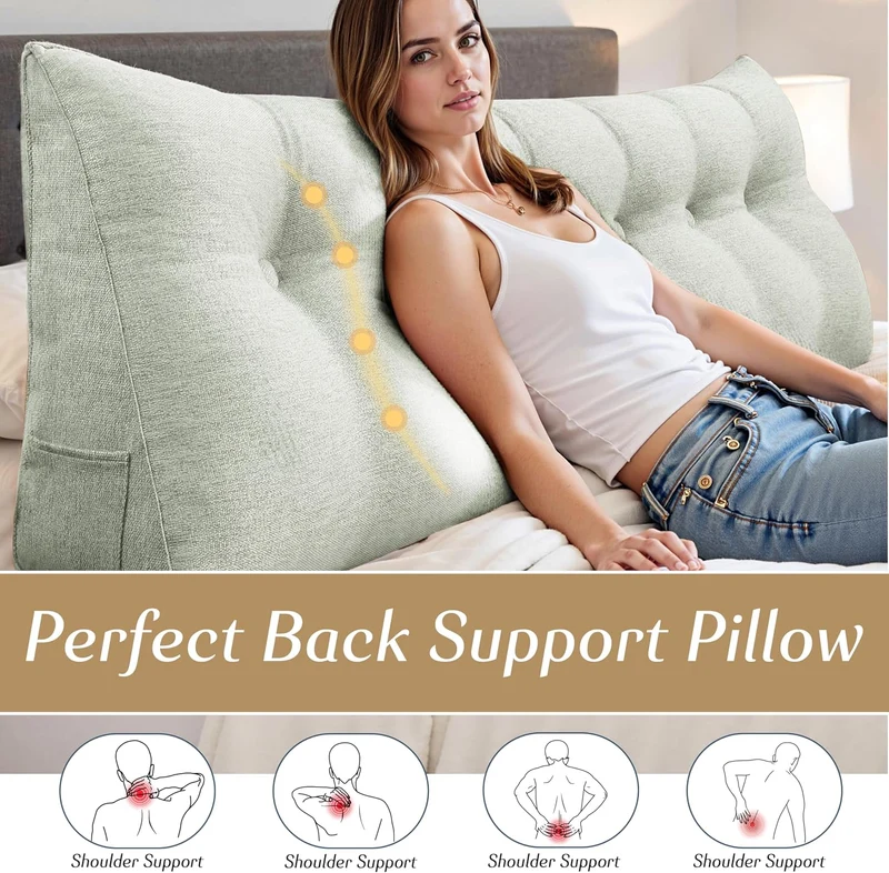 Kopfteil Bett Rückenkissen – Grosses Lesekissen für Bett & Sofa, Bequemes Rückenstützkissen fürs Les