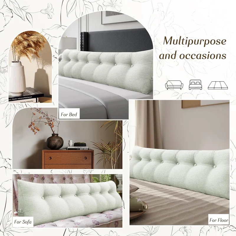 Kopfteil Bett Rückenkissen – Grosses Lesekissen für Bett & Sofa, Bequemes Rückenstützkissen fürs Les