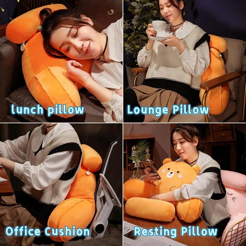 Rückenkissen mit Nackenrolle,Lesekissen für Bett und Sofa,Memory Foam,Cartoon Pillow Rücken Sitzkiss