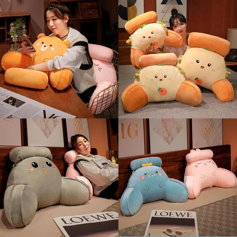 Rückenkissen mit Nackenrolle,Lesekissen für Bett und Sofa,Memory Foam,Cartoon Pillow Rücken Sitzkiss
