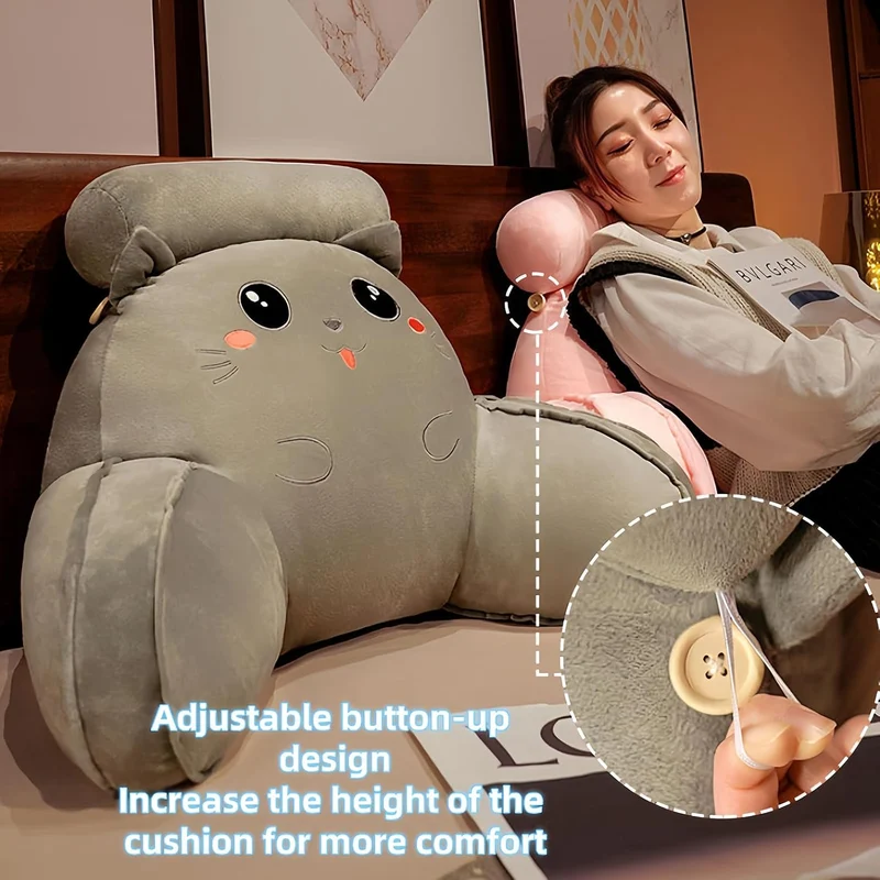 Rückenkissen mit Nackenrolle,Lesekissen für Bett und Sofa,Memory Foam,Cartoon Pillow Rücken Sitzkiss