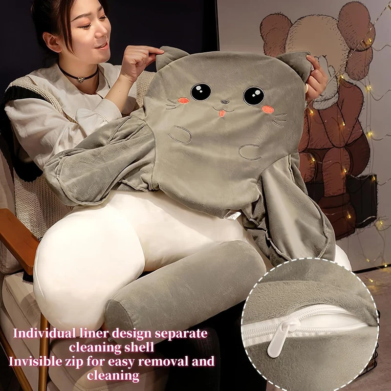Rückenkissen mit Nackenrolle,Lesekissen für Bett und Sofa,Memory Foam,Cartoon Pillow Rücken Sitzkiss