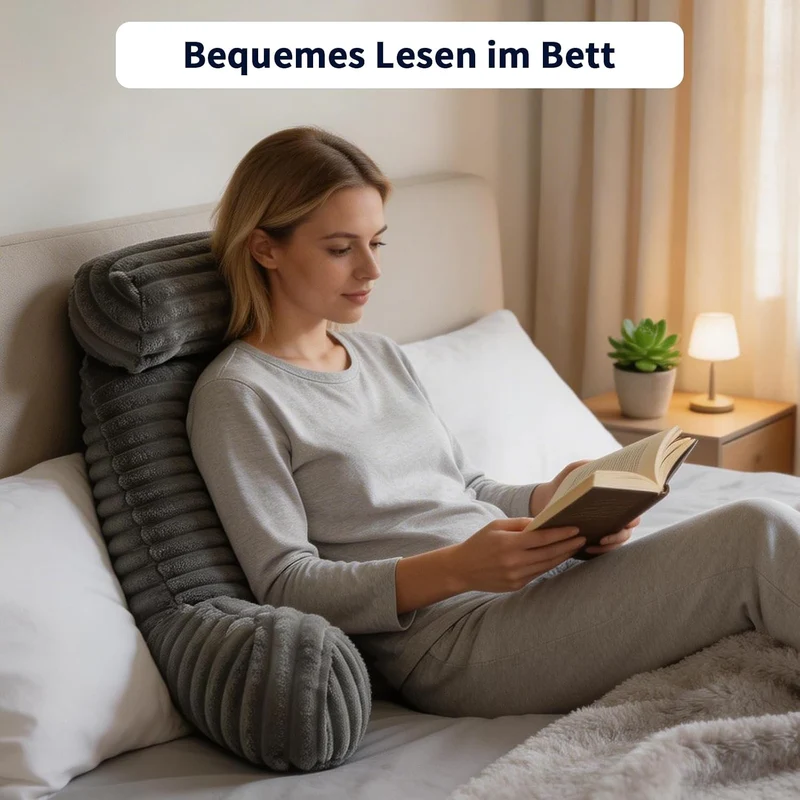 Lesekissen mit Rückenlehne und Armlehnen, Ergonomisches Lesekissen für Bett Sofa Boden, Cordstoff We