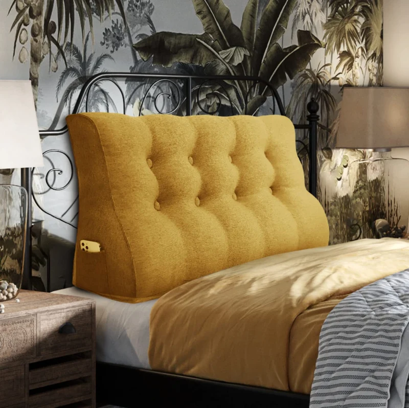 Johnear Rückenkissen Ergonomisch Gekrümmt für Sofa & Bett (Gelb, 120cm) Gelb 120cm, Gelb 120cm